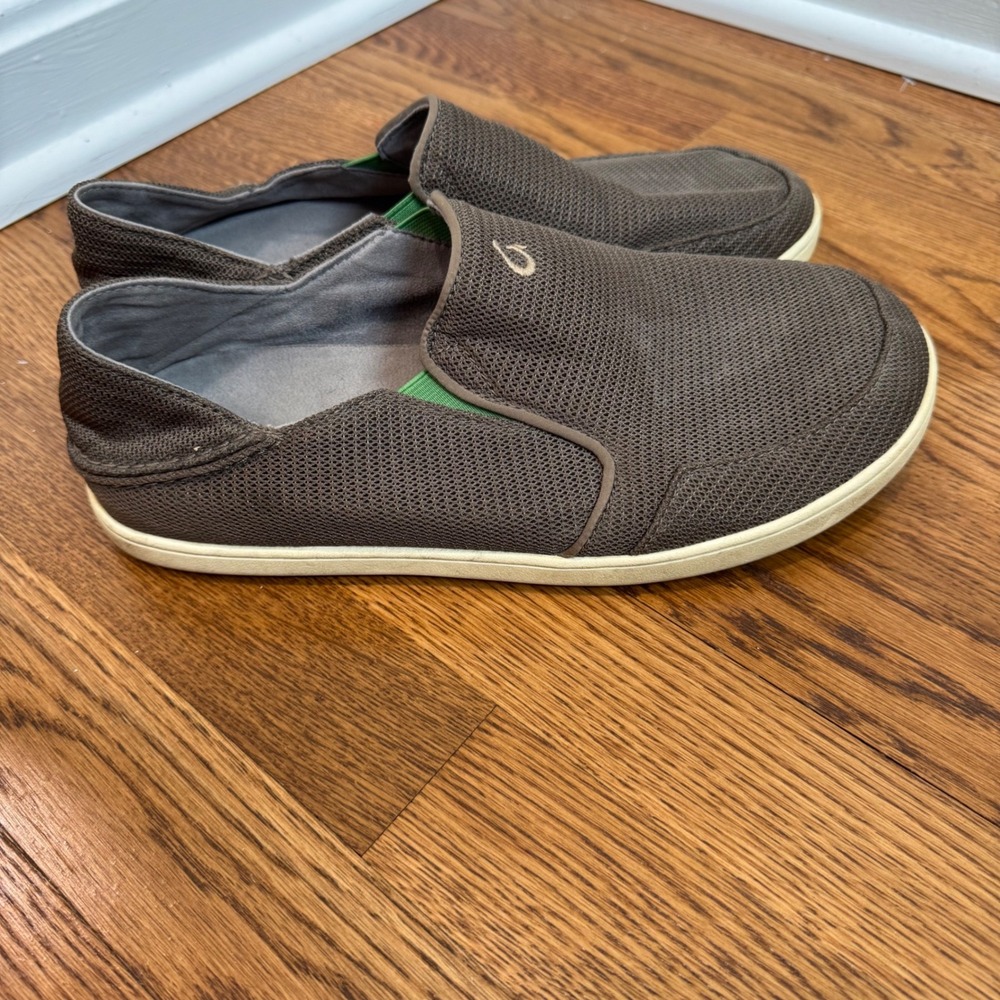 OluKai Nohea Mesh Slip On Loafer Comfort Casual‎ Shoes Brown Mens Size 9.5